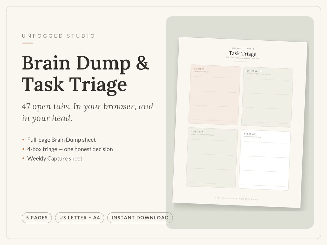 Brain Dump and Task Triage worksheet